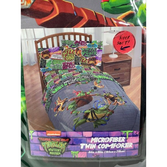 Teenage Mutant Ninja Turtles Reversible Kids Microfiber Twin Comforter 64" x 86" - Picture 6 of 9